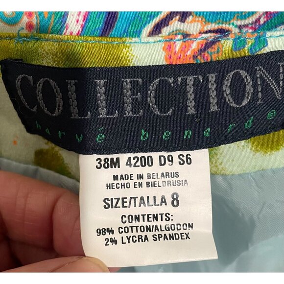 Harvé Benard Womens Paisley Print Jacket Size 8 Cotton Blend Green & Teal - Picture 8 of 13